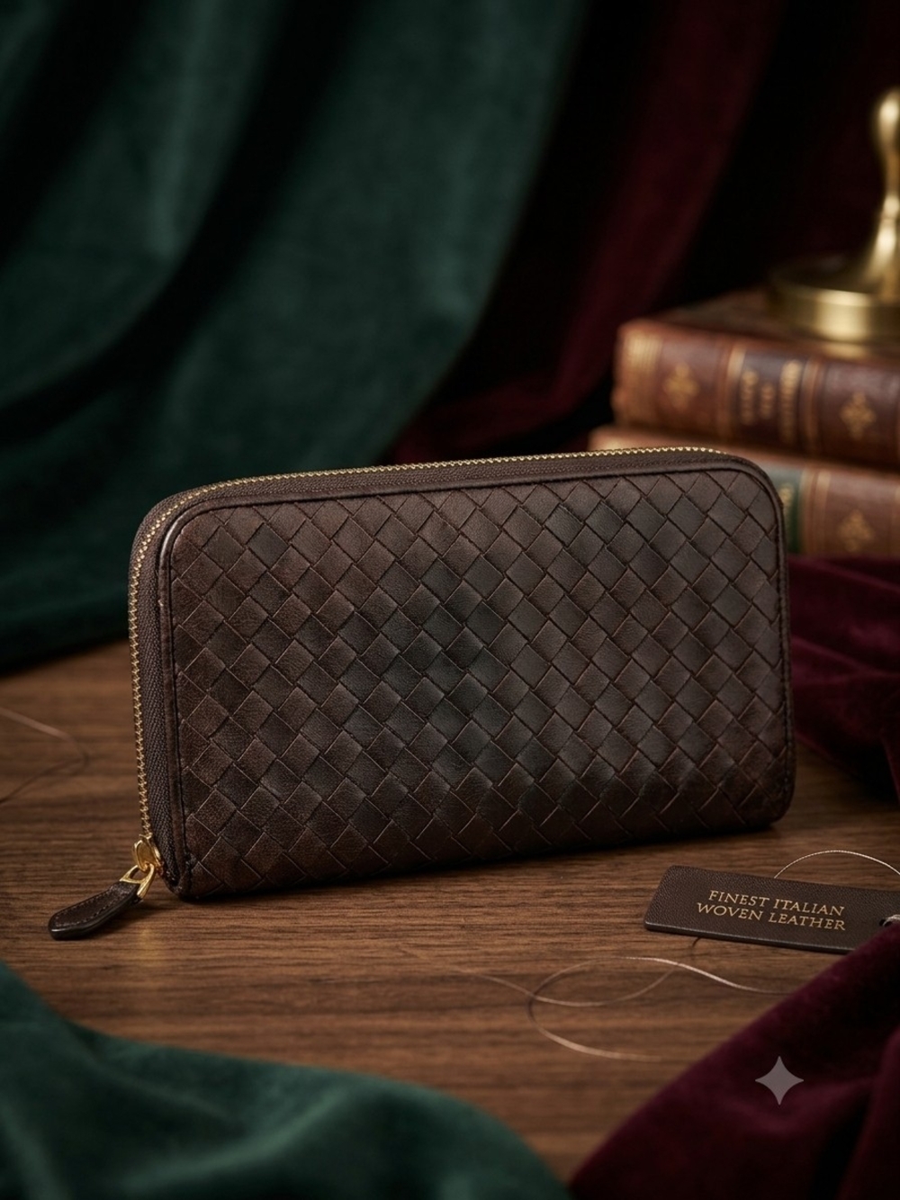 Bottega Veneta Brown Intrecciato Weave Large Zip Wallet - Good Condition!